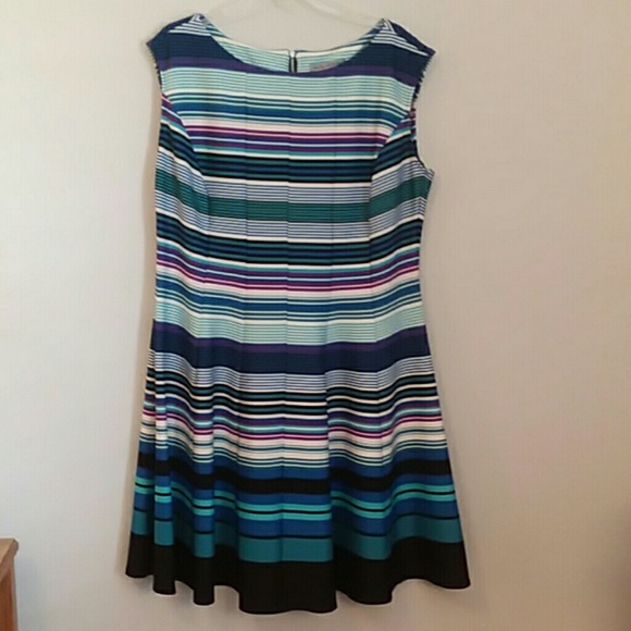 danny and nicole striped fit & flare dress
